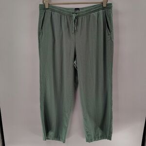 GAP Linen Blend Pants Size XL Green Baggy Lounge Elastic Waist Drawstring